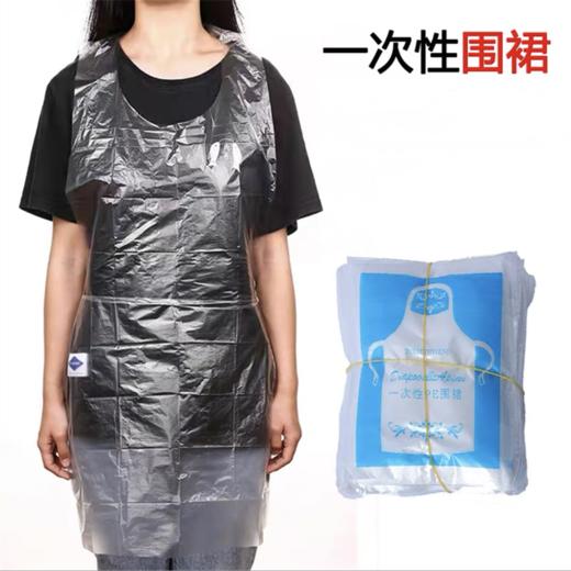 一次性围裙独立包装透明PE塑料挂脖方便防水防油污火锅烧烤外卖龙虾餐饮绘画创意围裙1件 商品图0