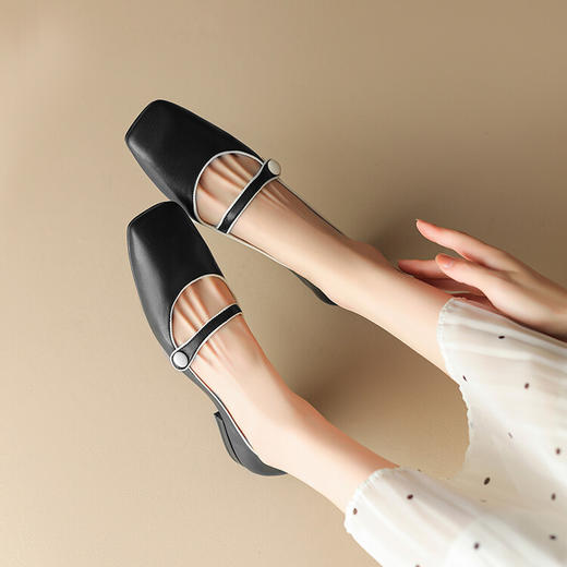 西村名物2023年秋季新款低粗跟包头小香风单鞋玛丽珍高级感单鞋D23CE30031 商品图10