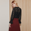 EITIE爱特爱宫廷风立领黑色蕾丝两件套直筒显瘦通勤上衣秋新款C13206 商品缩略图4