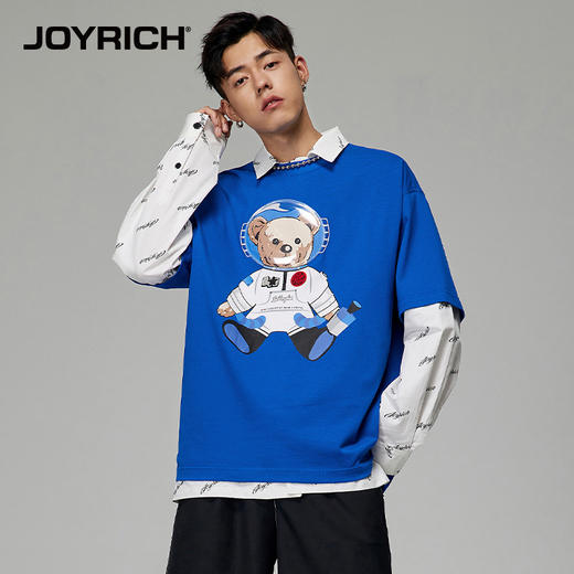 JOYRICH官方早春男女情侣款科技感宇航员富乐熊潮流休闲短袖T恤 商品图1