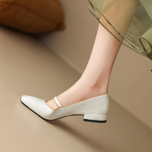 西村名物2023年秋季新款低粗跟包头小香风单鞋玛丽珍高级感单鞋D23CE30031 商品图4