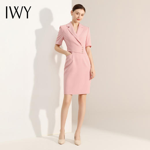 IWY/女神范简约粉色职业装连衣裙夏女装设计感知性优雅通勤包臀裙23Q263 商品图5