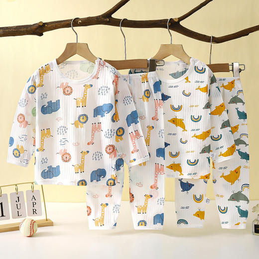 【母婴用品】新款儿童纯棉家居服套装夏季长袖睡衣 商品图0