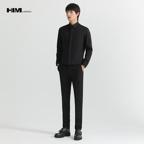 HIM漢崇 男士斯文修身衬衫日常通勤商务正装舒适长袖衬衣2026春季