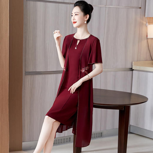 LC-2358夏季两件套连衣裙礼服结婚喜婆婆婚宴高贵优雅薄款套装 商品图3