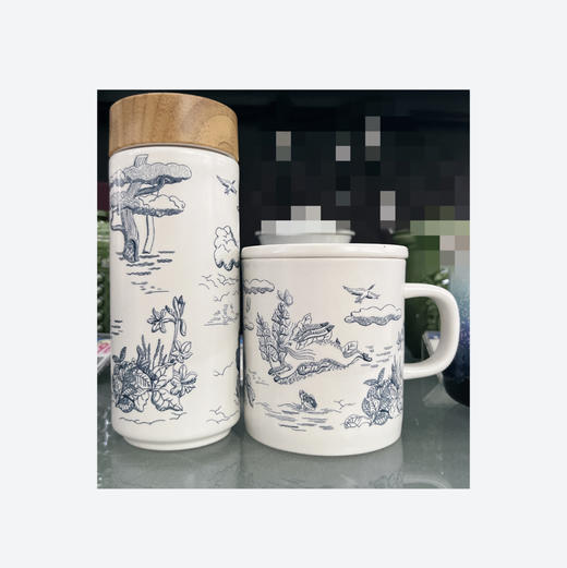 乾唐轩魔法花园*暮光木纹盖随身杯+马克杯配盖礼盒330ml/360ml 商品图0