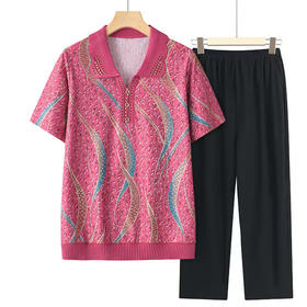 【一款舒适轻盈的夏装，凸显中老年人优雅的生活态度】短袖设计为您带来清爽的感觉，呈现时尚元素，向生活迎来热爱和美好。