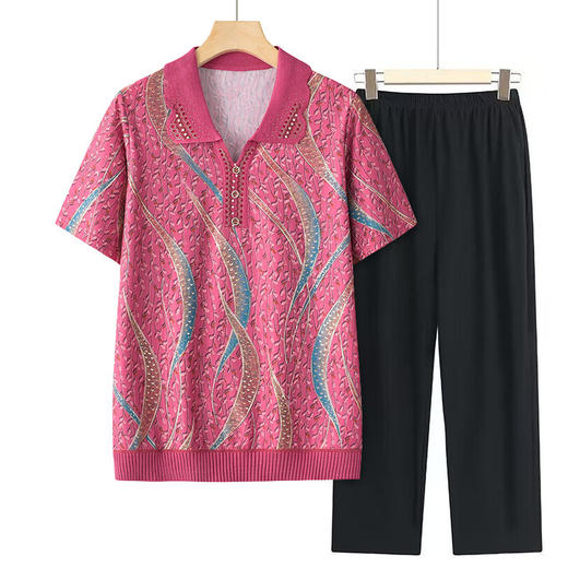 【一款舒适轻盈的夏装，凸显中老年人优雅的生活态度】短袖设计为您带来清爽的感觉，呈现时尚元素，向生活迎来热爱和美好。 商品图0