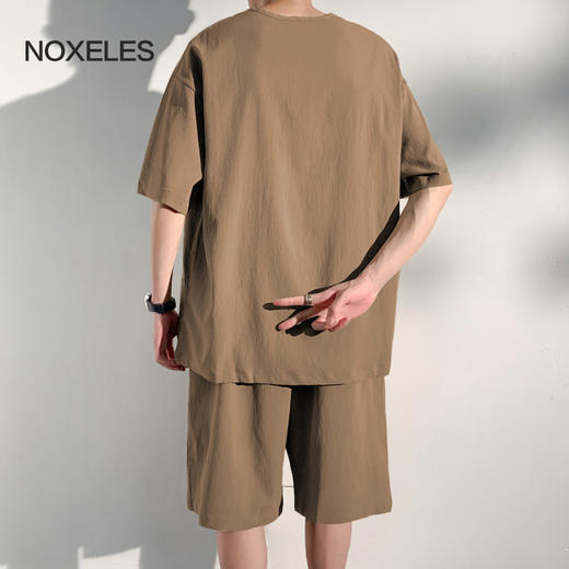NOXELES夏季男士休闲冰丝套装（自营） | 凉感科技纤维，穿在身上比裸奔更凉快（军绿色L和XL下单10天内发货） 商品图3