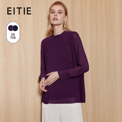 EITIE爱特爱通勤高级感飘带宽松直筒气质衫上衣秋季新款C2313216 商品图0