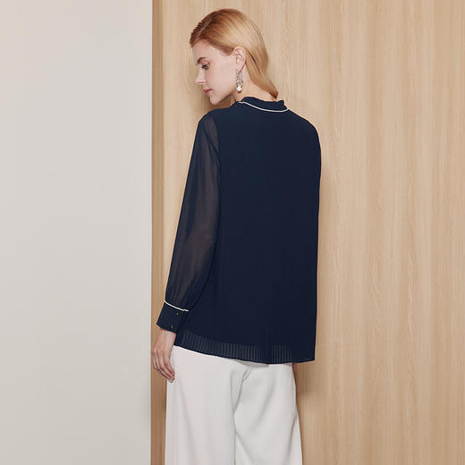 EITIE爱特爱通勤高级感飘带宽松直筒气质衫上衣秋季新款C2313216 商品图8