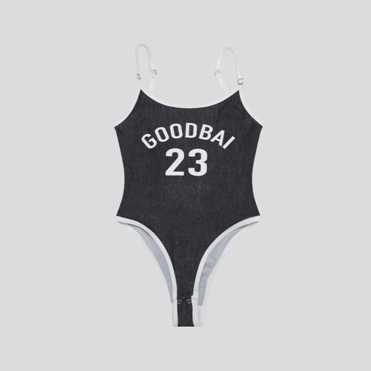 good bai牛仔印花复古紧身连体吊带 商品图2