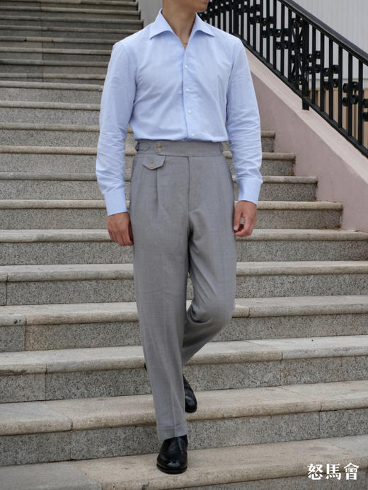 Vitale Barberis Canonico Supersonic 浅灰色强捻抗皱初剪羊毛意式工艺裤装 商品图3