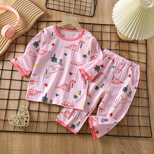 【母婴用品】新款儿童纯棉家居服套装夏季长袖睡衣 商品图3