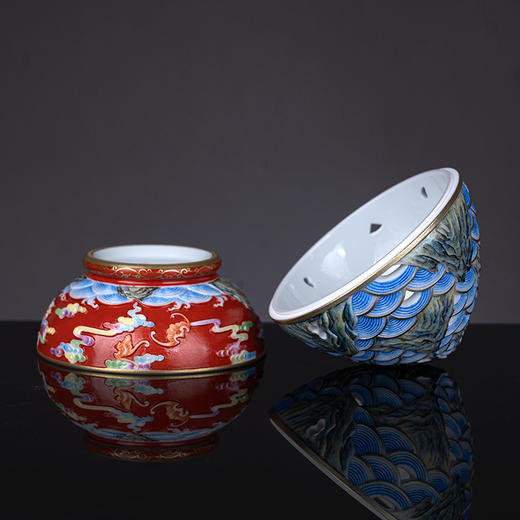 红地雕刻洪福齐天香炉 商品图3