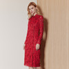 EITIE爱特爱复古中式立领盘扣改良旗袍红色蕾丝连衣裙秋季新款C07202 商品缩略图1