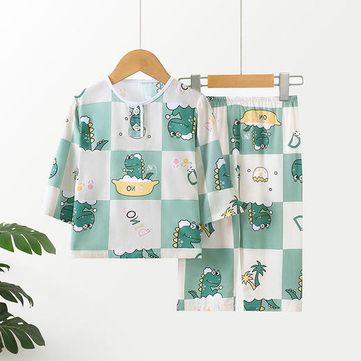 【母婴用品】儿童棉绸睡衣夏季家居服套装薄款 商品图1