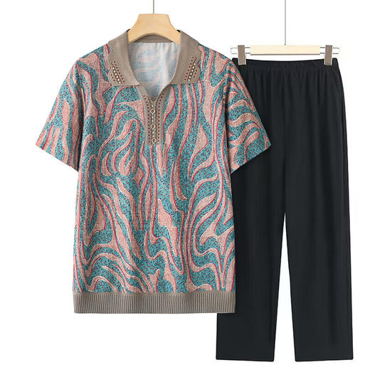 【一款舒适轻盈的夏装，凸显中老年人优雅的生活态度】短袖设计为您带来清爽的感觉，呈现时尚元素，向生活迎来热爱和美好。 商品图1