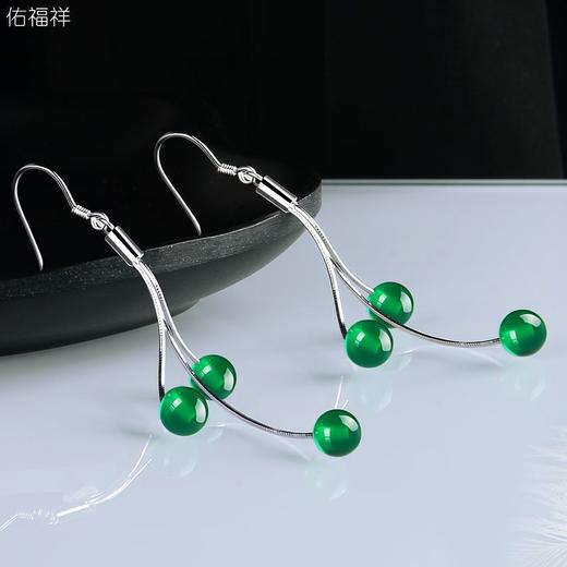 DD-玉耳环长款流苏2023新款网红S925银饰女冰种翠绿色玉髓耳坠感 商品图4