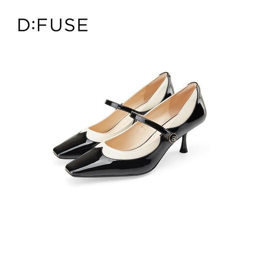 DFuse迪芙斯复古高跟小方头玛丽珍单鞋女细跟一字扣带DF33111222 商品图5