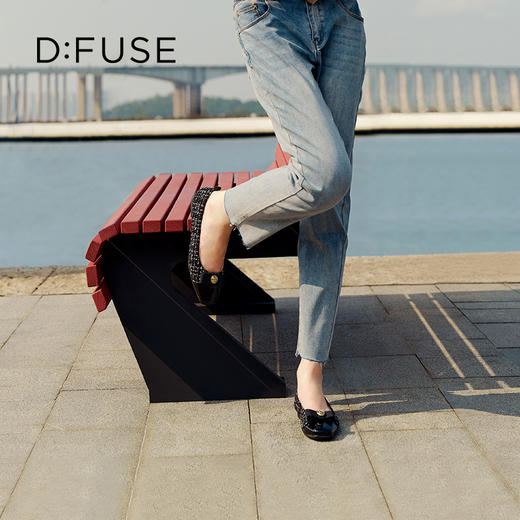 DFuse迪芙斯小香风蝴蝶结方头芭蕾鞋女翘头复古单鞋DF33111220 商品图8