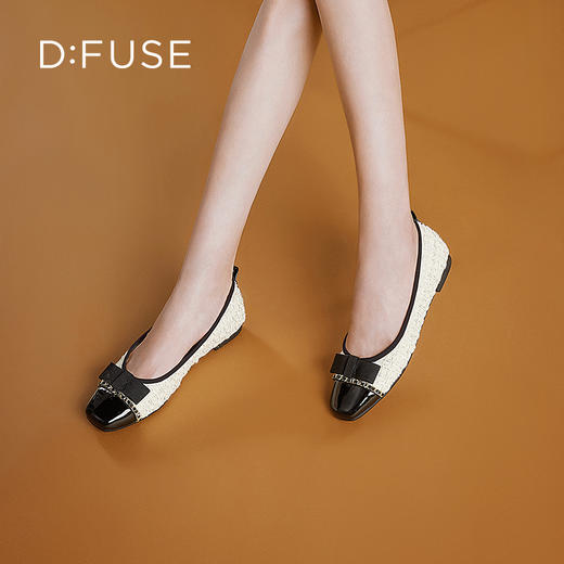 DFuse迪芙斯秋季新款小香风浅口平底单鞋女蝴蝶结优雅芭蕾舞鞋DF33111113 商品图7