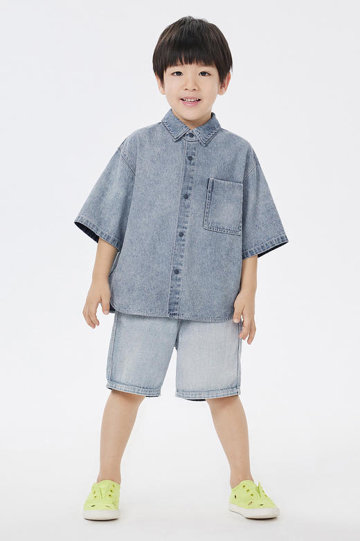 jnby  23年秋款 轻薄牛仔中袖衬衣  1N7212370 商品图0