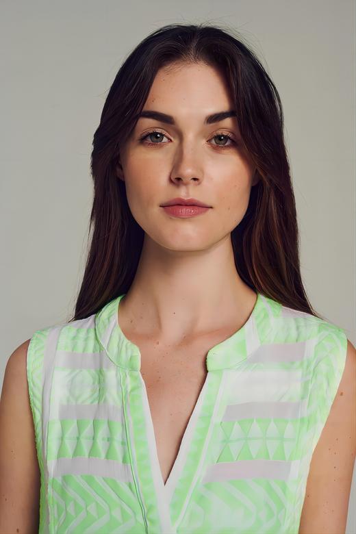 Ella Sleeveless Short Dress - N.Or-N.Lime/White  - 连身裙 - 绿色 商品图2