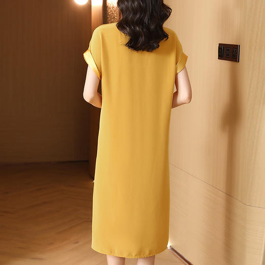 优雅舒适，大码西装翻领短袖绑带醋酸中长款连衣裙KDS2258 商品图3