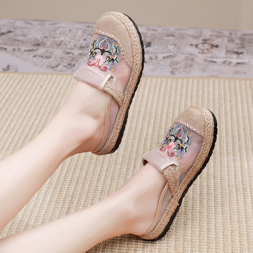 夏季网纱布拖鞋，外穿绣花汉服鞋MY- W-376拖 商品图2