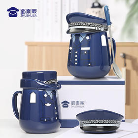 【男/女款制服陶瓷杯】创意喝水杯家用带盖勺咖啡杯茶杯精致套装马克杯