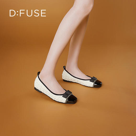 DFuse迪芙斯秋季新款小香风浅口平底单鞋女蝴蝶结优雅芭蕾舞鞋DF33111113 商品图9