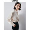 VIMAGE纬漫纪扭结设计短款直筒显瘦纯色设计感雪纺衬衫秋新款V2013603 商品缩略图3