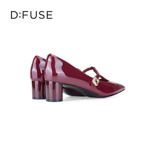 DFuse迪芙斯复古酒红法式小方头玛丽珍单鞋女漆皮百搭DF33111020 商品图5