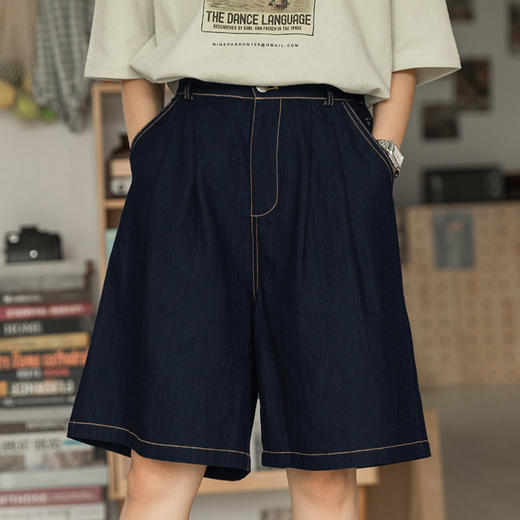 黛唯梵【日系棉牛仔短裤女阔腿裤上新啦！】2023夏季新款高腰休闲牛仔裤，轻薄舒适，时尚百搭。快来选购上架的新品吧，展现个性女力！ 商品图3