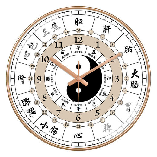 子午流注钟表中医养生家用时钟十二时辰静音客厅24小时美容院挂钟 商品图8