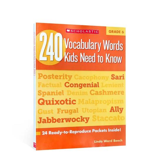 英文原版学乐出版练习册一至六年级240 Vocabulary Words Kids Need to Know:Grade 6册 商品图7