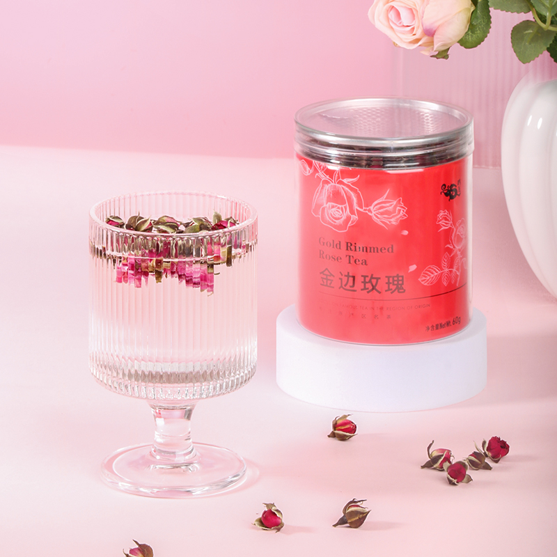 鸣龙金边玫瑰 云南丽江金边玫瑰气味香浓含苞待放便携罐装60g