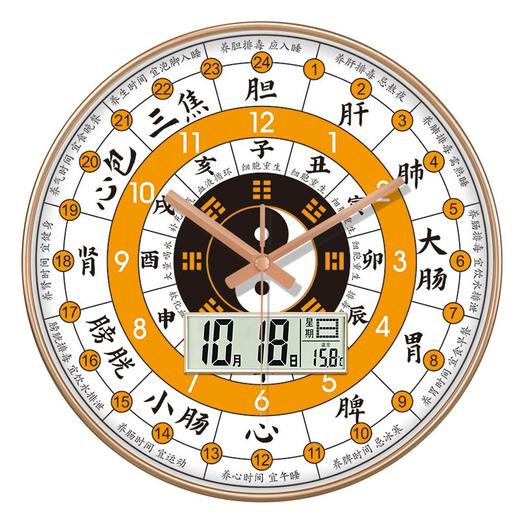 子午流注钟表中医养生家用时钟十二时辰静音客厅24小时美容院挂钟 商品图5
