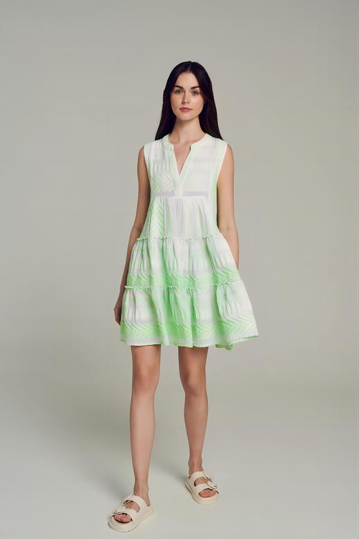Ella Sleeveless Short Dress - N.Or-N.Lime/White  - 连身裙 - 绿色 商品图0