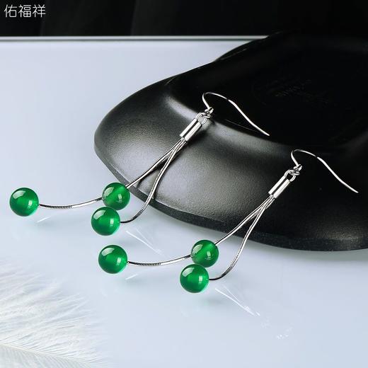 DD-玉耳环长款流苏2023新款网红S925银饰女冰种翠绿色玉髓耳坠感 商品图6