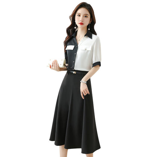 HR ABS6639套装时尚休闲拼接撞色减龄两件套套裙 商品图3