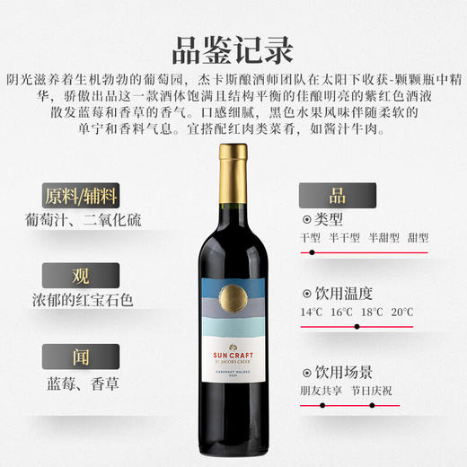 澳岚多太阳系列加本纳马尔贝克干红葡萄酒750ml/010281 浓郁的红宝石色 商品图2