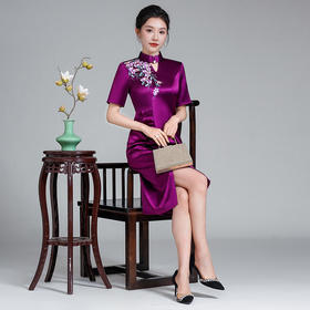 LHS-A263新款喜婆婆参加婚礼服夏季婚宴装旗袍年轻款新娘结婚母礼服