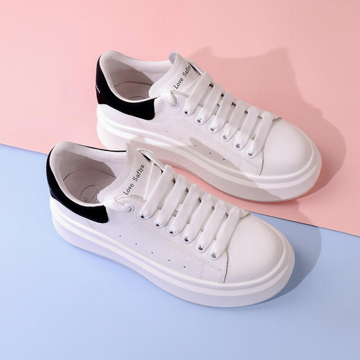 Safiya/索菲娅 2023秋新款潮流撞尾透气厚底增高小白鞋板鞋 SF33112107 商品图6