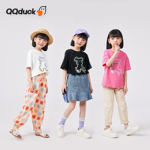 【120-165】【QQduck可可鸭】女童夏款休闲百搭短袖T恤QQduck可可鸭 商品图3