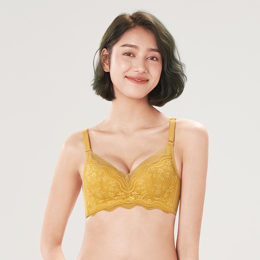 都市丽人自然舒适A杯适穿蕾丝内衣加厚款3/4杯常规文胸树脂胶圈三排扣新年本命年红品LB31M3 商品图1