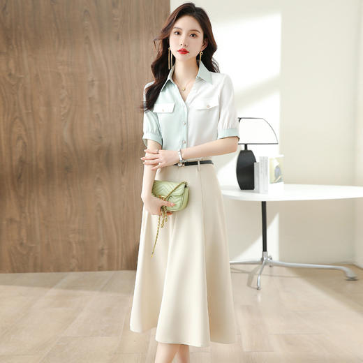 HR ABS6639套装时尚休闲拼接撞色减龄两件套套裙 商品图4