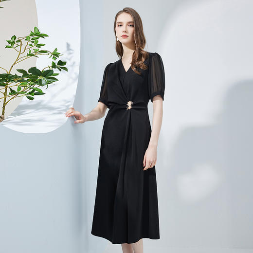 NF8M3瑟俪前中抽皱商务通勤连衣裙 商品图2