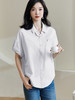米思阳2025夏季简约通勤白色短袖衬衫弹力宽松基础百搭上衣女1812 商品缩略图3